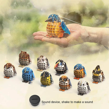3D Bird Paper Puzzle, Premium Cardboard Models with Bird Sound Device